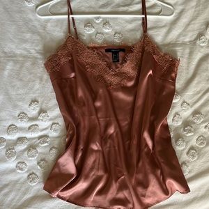Forever21 pink satin lace tank top US M